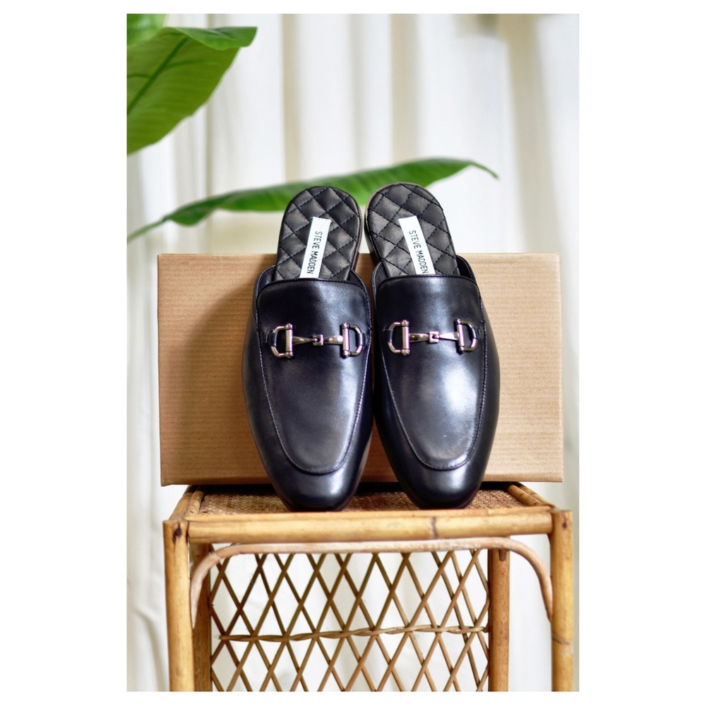 STEVE MADDEN DAZLING BLACK LEATHER